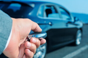 Person locking his car